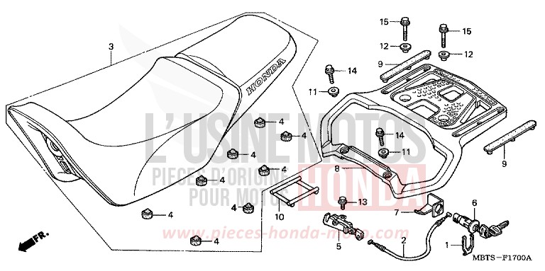 SITZ von Varadero ABS SHIELD SILVER METALLIC (NH480) von 2004
